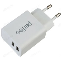 PERFEO Сетевое зарядное устройство с двумя USB 2.4А белый (I4658) KiSEnPXLhmUbIuxjPzUY80 - фото 1073