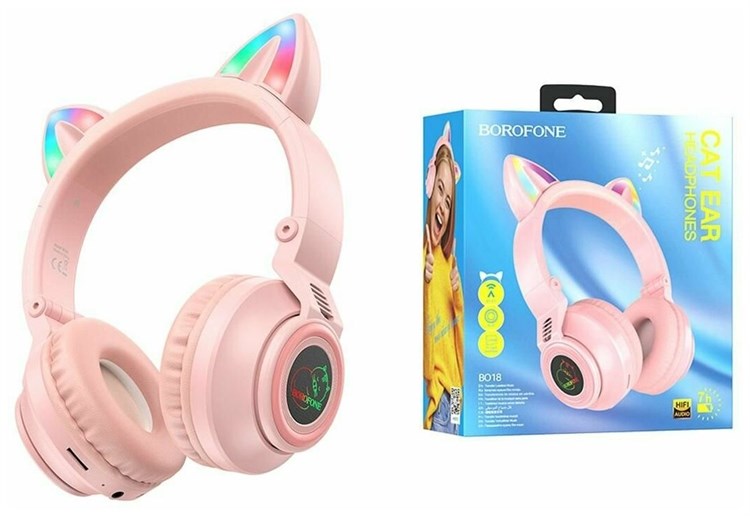 Наушники полноразмерные Borofone BO18 bluetooth розовый gSGll2s5iBX3OYWkgEZoJ1 - фото 260355