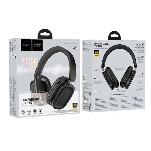 Наушники полноразмерные HOCO W51, Delightful, Bluetooth, цвет: черный bCTTi3AujD6zmSISnQRMP1 - фото 260370