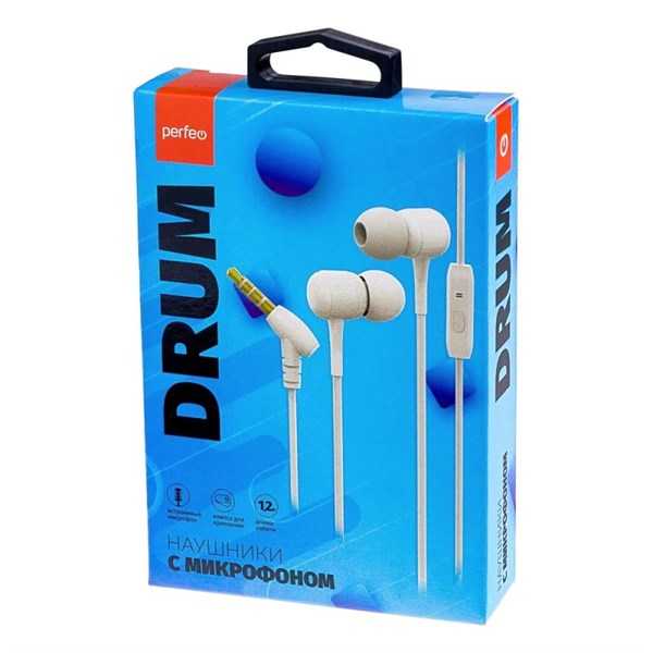 Perfeo наушники внутриканальные c микрофоном DRUM белые zlNNoZK5gyEreJgs-tNil2 - фото 260427