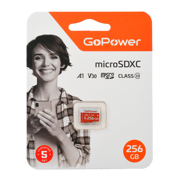 Карта памяти microSD GoPower 256GB Class10 UHS-I (U3) 100 МБ/сек V30 без адаптера 6MCfvl1vjHN213mjL0HQK1 - фото 267906