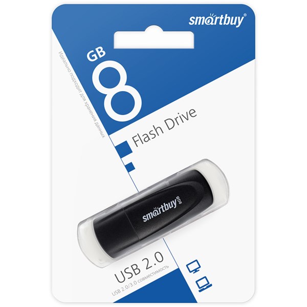 Флеш-накопитель Smartbuy Scout 8GB USB2.0 пластик черный IDXsMmg0iveYCXxluvjdl2 - фото 267935