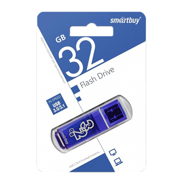 Флеш-накопитель Smartbuy Glossy 32GB USB3.0 пластик синий uP5IPzGsjVkeiiZLmsCkl3 - фото 267995