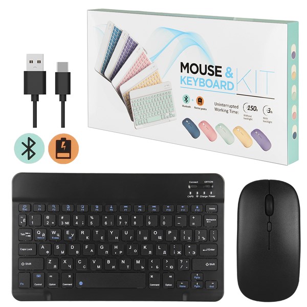 Набор клавиатура+мышь беспроводной bluetooth 030 MINI NZoZ3th7ilzmBqtK9HPPD2 - фото 273778