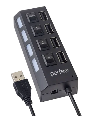Perfeo USB-HUB 4 Port, (PF-H030 Black) чёрный lxEA7vxCiJLaWQWtbmv001 - фото 280424