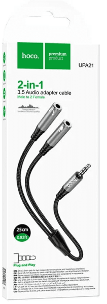 Разветвитель  Hoco UPA21 AUX 3.5mm наушники (папа) + микрофон (2 мама) zw1dpkhShKYFPRSwBQK5F3 - фото 280433