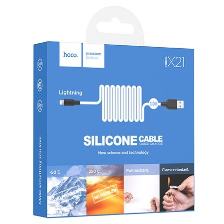 Кабель USB HOCO X21 Silicone USB - Lightning, 2А, 1 м, белый+черный yFPLbRXDjKUfIZmjexWSe2 - фото 280594