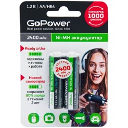Аккумулятор предзаряженный GoPower HR6 AA BL2 NI-MH 2400mAh nGJ8rJnogeYoucrA02wCh2 - фото 322