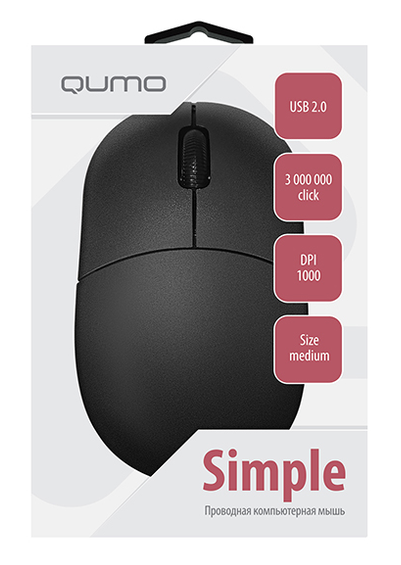 Мышь проводная Qumo Simple M92 3 кнопки 1000dpi черная WapUa5bNggboAQcRK2ero3 - фото 368873