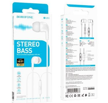Наушники внутриканальные Borofone BM83, Craft Universal, Jack 3.5мм, 1.2 м, цвет: белый JXxGO1xRj87mUDwJlAal01 - фото 368967