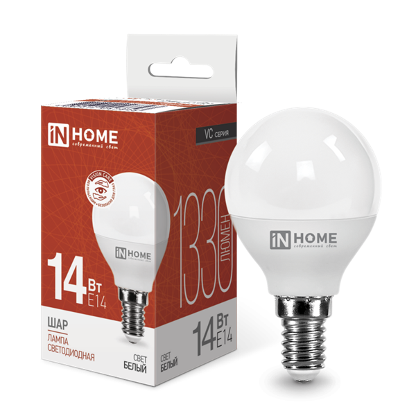 Лампа светодиодная LED-ШАР-VC 14Вт 230В E14 4000К 1330лм IN HOME 8zC1lJIIgtkCJTctG3hcn2 - фото 369305