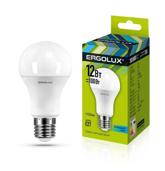Лампа светодиодная LED-A60-12W-E27-4500K грушевидная ЛОН 172-265В Ergolux 12151 EPhKFUEVgg7F0MhVD0NoM2 - фото 369324