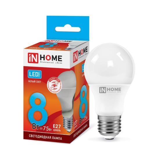 Лампа светодиодная LED-A60-VC 8Вт 230В Е27 4000К 1430Лм IN HOME kuKWcx42gzuJg882zdpFG1 - фото 369329