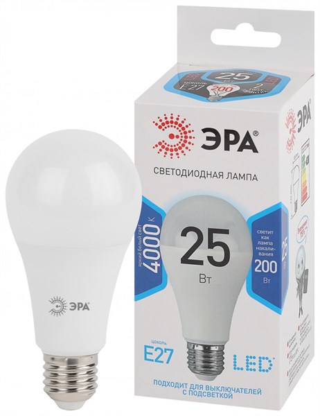 Лампа светодиодная LED-A65-25W-E27-4K ЛОН 25Вт E27 4500К 180-240В Ergolux 14236 uwu7oI8pjuYkNBv0r3clE2 - фото 369335