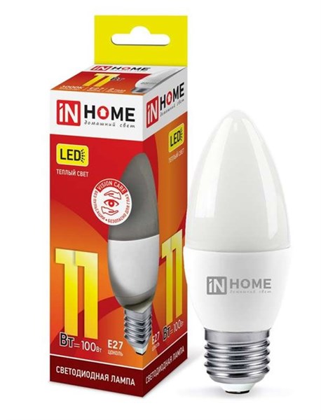 Лампа светодиодная LED-СВЕЧА-VC 11Вт 230В E27 3000К 990лм IN HOME CRCfwIQJi4mJBIDJyeeKc1 - фото 369339