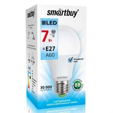Лампа светодиодная A60 E27 7Вт 4000K 220В Smartbuy Yx9r96jWhouDyrC4PBWt10 - фото 369371
