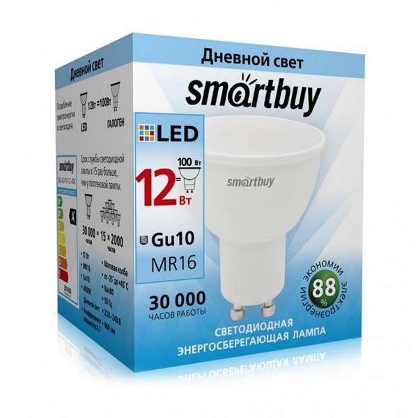 Лампа светодиодная GU10 220В 12Вт 4000K Smartbuy t1yPrZsnhyheHOzZX9vVb3 - фото 369384