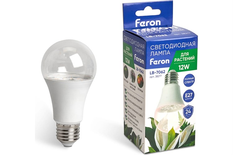 Лампа светодиодная для растений Feron LB-7062 E27 12W полный спектр фито 38277 0CQy-ZMbhcidbQU2bWnW40 - фото 369536