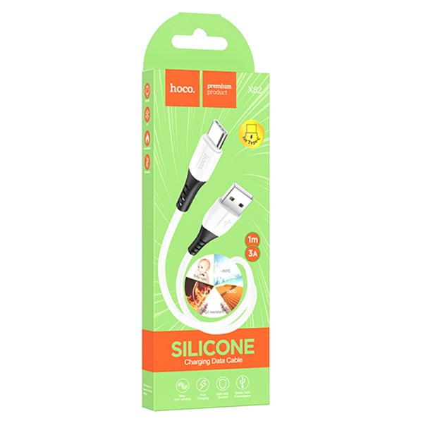 Кабель USB HOCO X82 Silicone USB - Type-C, 3A, 1 м, белый, не горит, не замерзает H6MXTxDHi2QKDe3L-wucX2 - фото 369582
