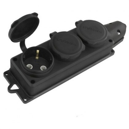 UNIVersal колодка ОУ тройная 3 гн. с загл. каучук 2P+E 1x16A 220-240V IP44 srkaHTQUg8-13kJHaKGR-3 - фото 370215