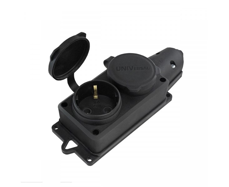 UNIVersal колодка ОУ двойная 2 гн. с загл. каучук 2P+E 1x16A 220-240V IP44 0gqA72anibRJQRPEep4Po0 - фото 370217