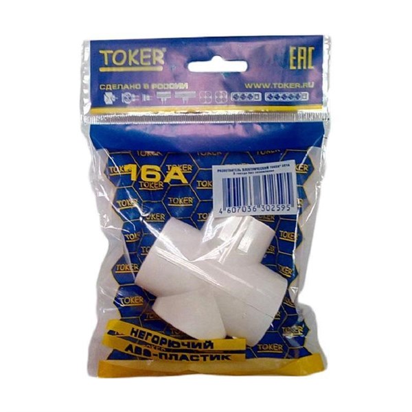TOKER 3Т16 разветвитель (тройник) 3 розетка 16А белый (T-образный) негорючий ABS-пластик mFgpWccphqwKNFET5mols0 - фото 370340