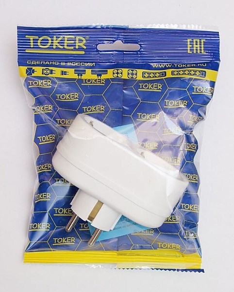 TOKER 2Т2 разветвитель (тройник) 2 розетка 16А белый, земля (линейный) gD7yNIpSh0Cw-Az4CF3kV2 - фото 370360
