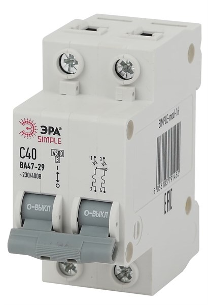 Автоматический выключатель ЭРА SIMPLE SIMPLE-mod-18 2P 63А (C) 4,5кА ВА 47-29 gvuLK1SziV8piCDJMrTjJ0 - фото 370466