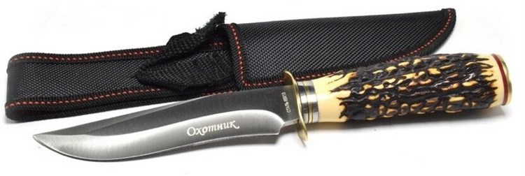 Нож охотничий "ОХОТНИК" ручка под кость, 30см, клинок 17см. ножны. 6XAnsKRWgtvxuCPAYUKX23 - фото 370713