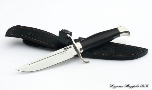 Финка НКВД кованая сталь 95Х18, 26см, клинок 13 см, ручка чёрная, ножны кожа. IZo2pVT4hgyCxpCL31Olp2 - фото 371059