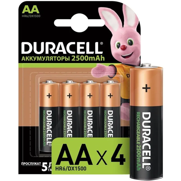 Аккумулятор предзаряженный Duracell HR6 AA BL4 NI-MH 2400/2500mAh KuOg34IPi2oUj565oNeaN2 - фото 372197
