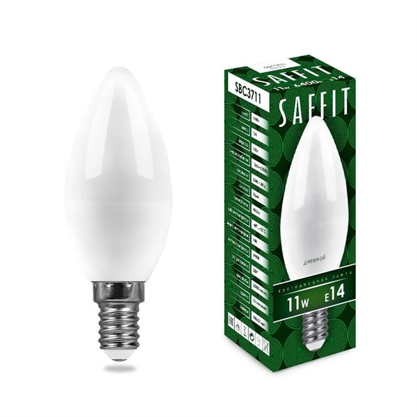 Saffit лампа светодиодная свеча, 11W 230V E14 6400K C37, SBC3711 JId-b7UEga5xRYYzT5gdp1 - фото 372303