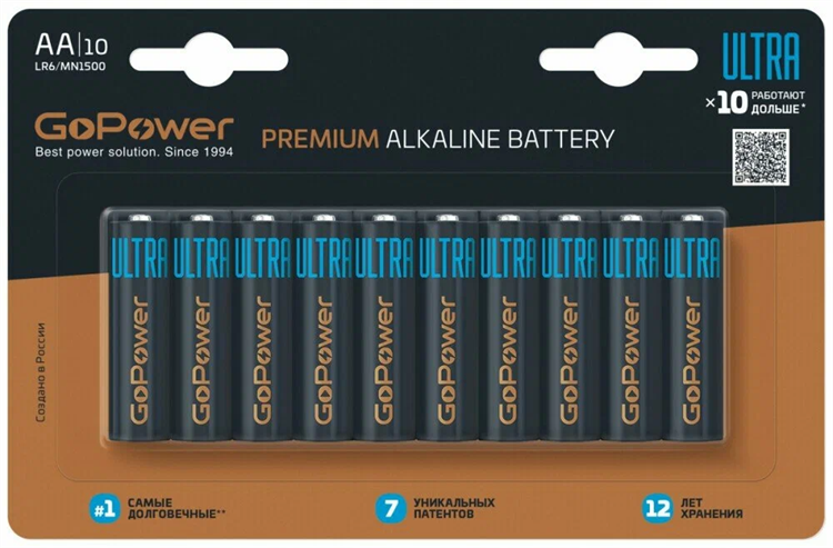 Батарейка GoPower ULTRA LR03 AAA BL10 Alkaline 1.5V (10/100/800) VdDZyJuVj9fbgcHv0MT8o3 - фото 372605