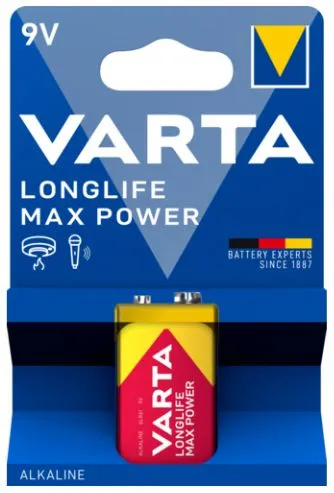 Батарейка Varta LONGLIFE MAX POWER (MAX TECH) Крона 6LR61 BL1 Alkaline 9V (4722) (1/10/50) Sdd7BLzugY3gwJ4Koam8D3 - фото 372677