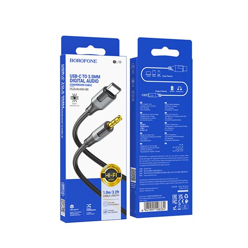 Аудиокабель BOROFONE BL19 AUX Jack 3.5 (m) - Type-C (m), 1 м, черный Q0NpuzljgOh59fibpC4d00 - фото 63829