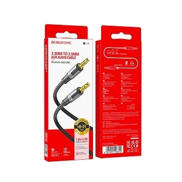 Кабель AUX 3,5/3,5 мм  BOROFONE BL19 1м черный Hoj9bRCUgpLO-jfY7gU0w0 - фото 63848
