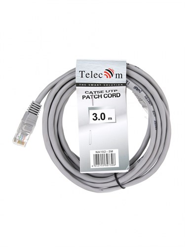Патч корд 3.0м литой Telecom серый RRbEuZO1hYjWfH4CrhszQ2 - фото 63871