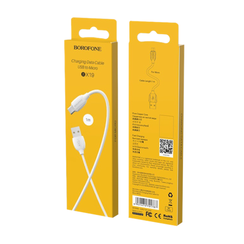 Кабель Borofone BX19 USB - microUSB 1.0м 2.4A ПВХ белый DIczipK5ipr7MTYiyKiYn0 - фото 63950