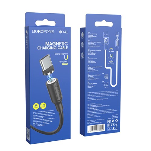 Кабель USB - Type-C Borofone BX41, 1.0м, круглый, 3.0A, силикон, магнитный, цвет: чёрный jPrpYytGiVMCLnhKj62Cq3 - фото 64009