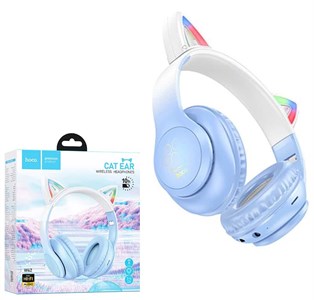Наушники полноразмерные HOCO W42 Cat Ears, bluetooth 400мАч: голубой -W2Vn2t9j76QSqG9NZPgA3