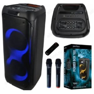 Perfeo ПАС “Power Box 100 INFINITY” BT, EQ, MP3 USB|TF, AUX, FM, MIC, GT, TWS, LED, ПДУ, 2 б/п мик [PF_D0046] YYJJrOOlg1HuJJABpo4VI3