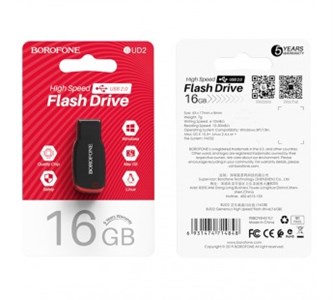 Флеш-накопитель Borofone Generous BUD2 16GB USB2.0 пластик черный H0ojOxqBgLeMVMI0uNop23