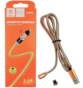 Кабель DENMEN USB - Lightning D09L, 2.4А, магнитный, тканевая оплетка, 1м UwQHEdMfhWh6vFMPUd8Bx1