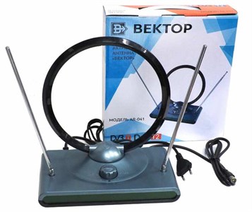 ТВ-Антенна комнатная Вектор AR-041 активная с питанием с усилителем DVB-T/T2 hZXR913khjR5qKJXZiciE1