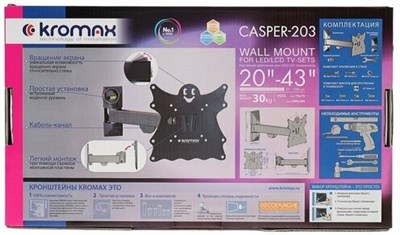 Кронштейн для телевизора Kromax Casper-203 черный 20"-43" 30кг. наклонно-поворотный My8Y1ZISiRTSrcldNRx-D1