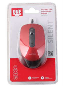 Мышь проводная беззвучная Smartbuy ONE 265 USB/DPI 800-1200-1600-2400/4 кнопки/1.5м красная z3pAoZEegHRLs6zJ8H52r0