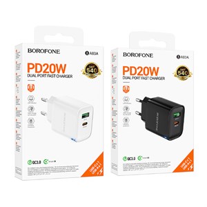 Блок питания сетевой USB, Type-C Borofone BA83A, Flare star, QC3.0, PD 20Вт, цвет: белый -MZ2fHCOg4ulc2a8BDG4q2