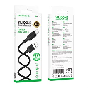 Кабель USB - Type-C Borofone BX113 Lenny, 1.0м, 3,0А, цвет: чёрный wh-jlSaDie53N9ceO2mYK2