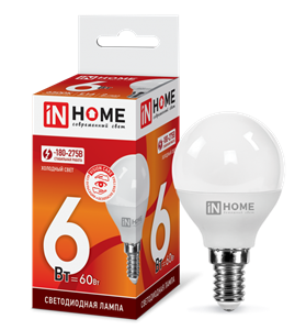 Лампа светодиодная LED-ШАР-VC 6Вт 230В Е14 6500К 570Лм IN HOME J9uW0EQmgQLq7jelN1Ztl2