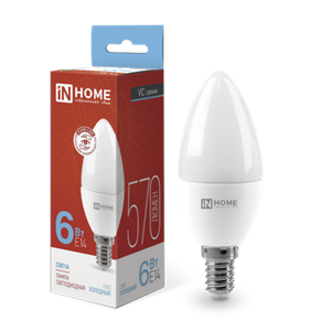 Лампа светодиодная LED-СВЕЧА-VC 6Вт 230В Е14 6500К 570Лм IN HOME m2WE835MjoyHeD8fJJMGL0